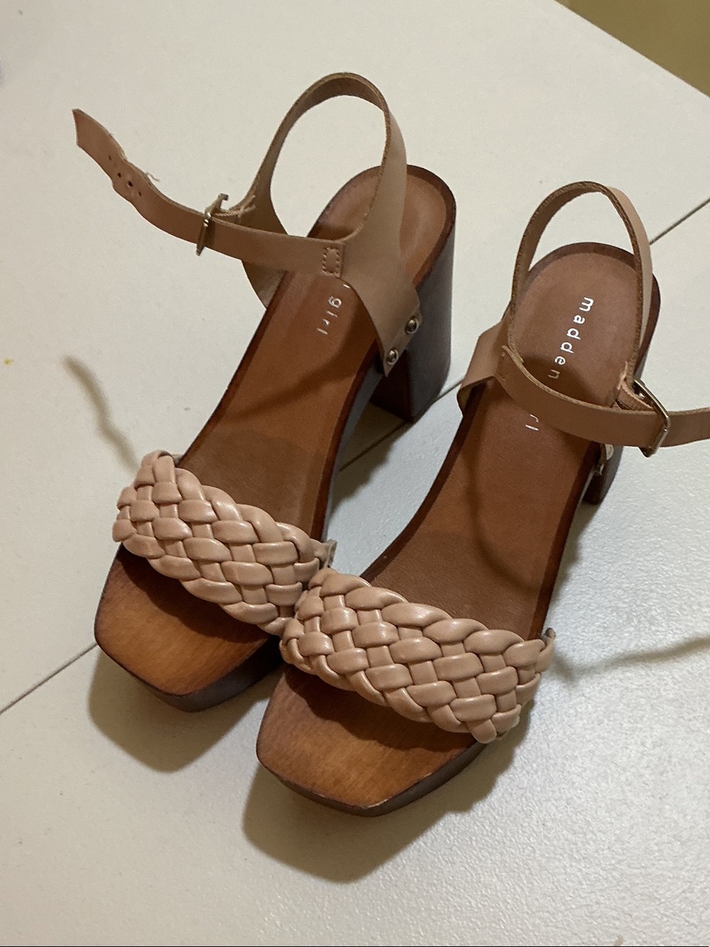 Madden Girl Blush Braided Strap Block Heel Sandal